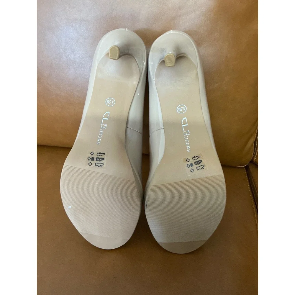 CL by Laundry Mild Peep Toe Pump Womens 8.5 Nude Patent Platform